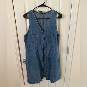 Paul Harris Denim Sleeveless Button Front Dress Blue Chambray Size Small